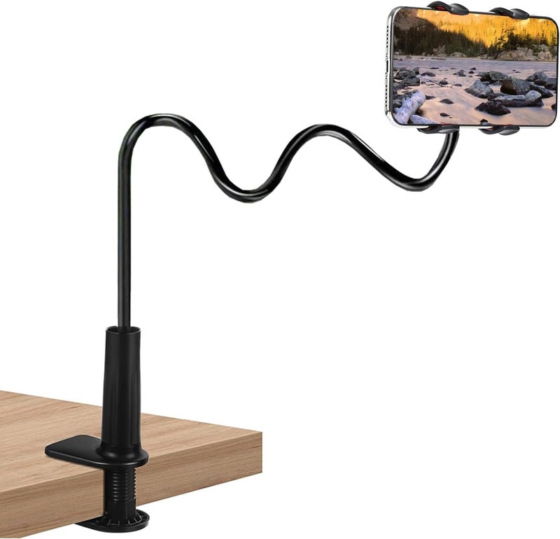 Ltheifaa Cell Phone Clip Bed Stand Holder,Lazy Bracket Mount Clamp for Desk Flexible Long Arm Phones Stand Bed Gooseneck Mount,Cell Phone Holder 360 Adjustable Clamp Lazy Bracket for All 4-7” Devices - Image 1